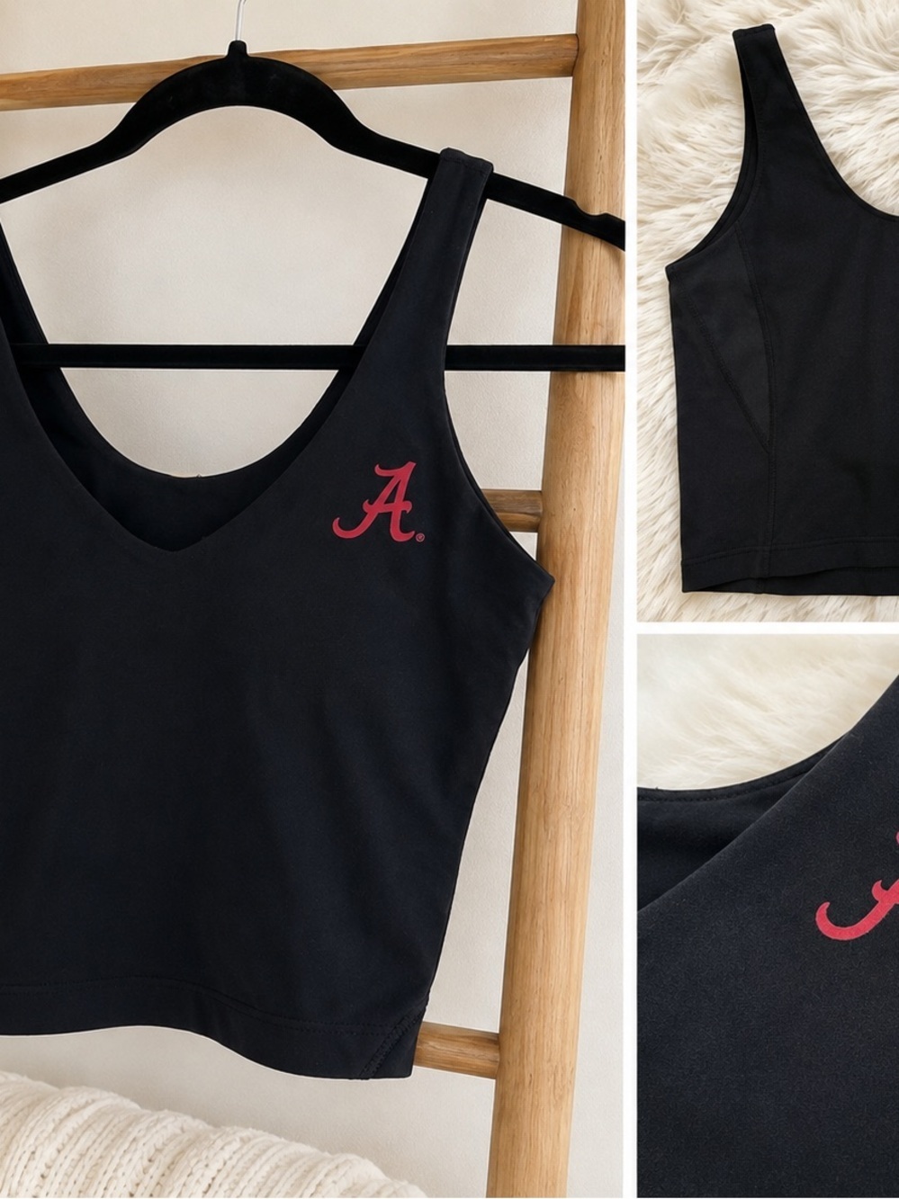 Lululemon Alabama Crimson Tide Black Crop Align Tank Top - V-Neck Athletic